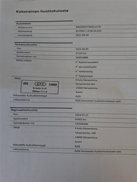 Audi A3 SPORTBACK S LINE 40 TFSI E 150KW S TRONIC ELECTRIF